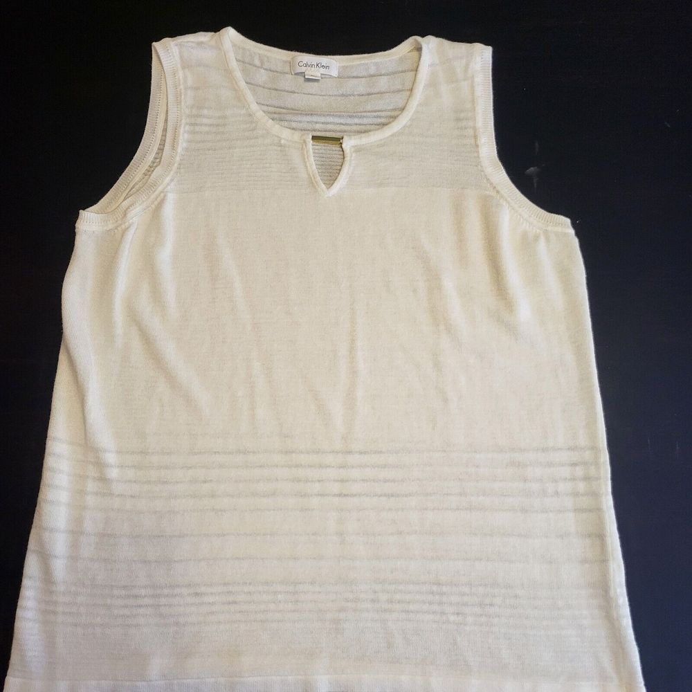 Calvin Klein Textured Sleeveless Careers Top Womens Size‎ XLarge White Blouse